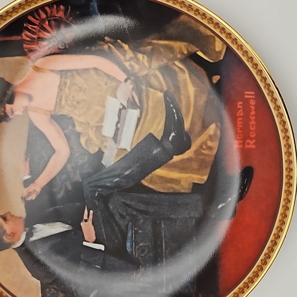 Edwin M Knowles China Co. Flirting in the Parlor Norman Rockwell Porcelain Plate - Picture 3 of 9